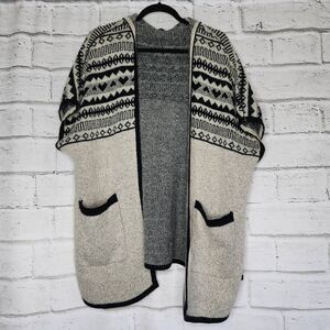 Baciano Hooded Sweater Cardigan Sleeveless Knit Womens Medium
